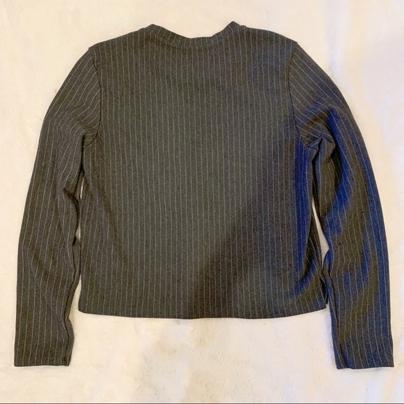 Zara Women Gray Striped Long Sleeve Top Size L - Picture 3 of 7